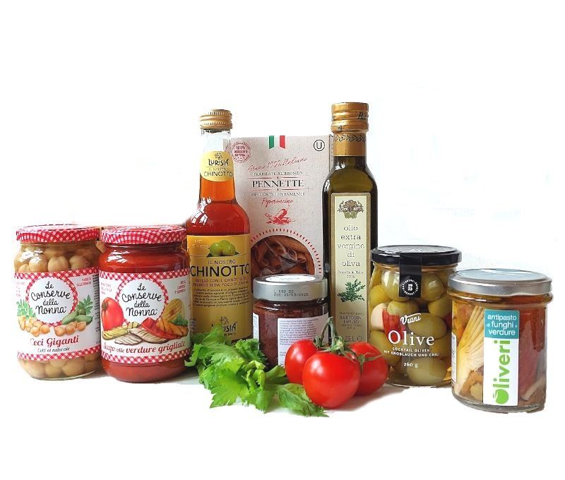 italienisch-vegetarischer Geschenkkorb ohne Alkohol